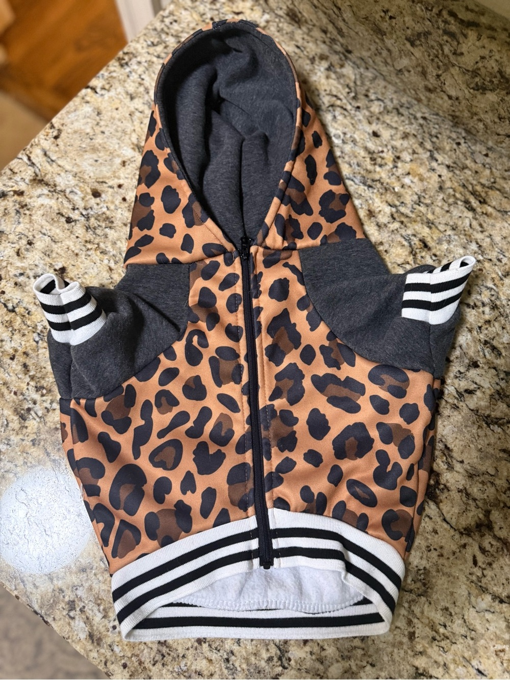 Frenchie Leopard Print Brown & Black Dog Hoodie - Picture 2 of 10